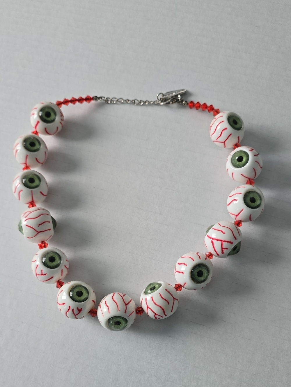Kreepsville 666 Eyeball Necklace Green Goth Horror Bloodshot Resin Choker Rare
